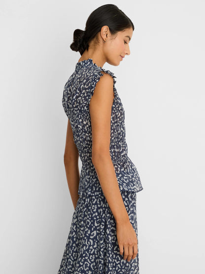 Leopard Sketch Smocked Top