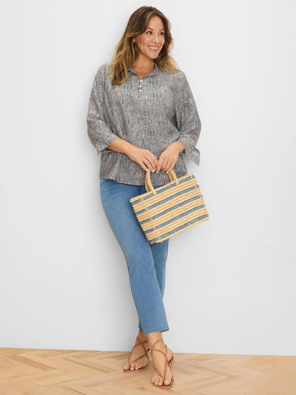 Sun Speckle Ruffle Neck Top