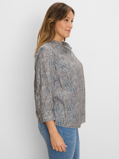 Sun Speckle Ruffle Neck Top