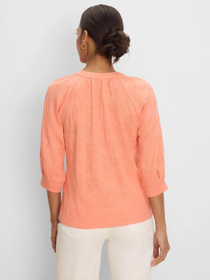 NZT Lace Knit Split Neck Top