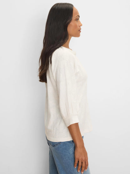 NZT Lace Knit Split Neck Top