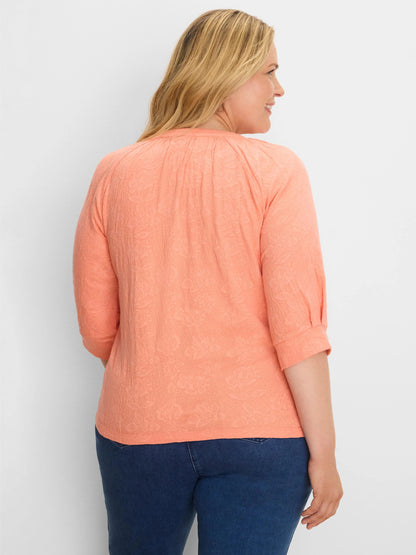 NZT Lace Knit Split Neck Top