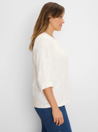 NZT Lace Knit Split Neck Top