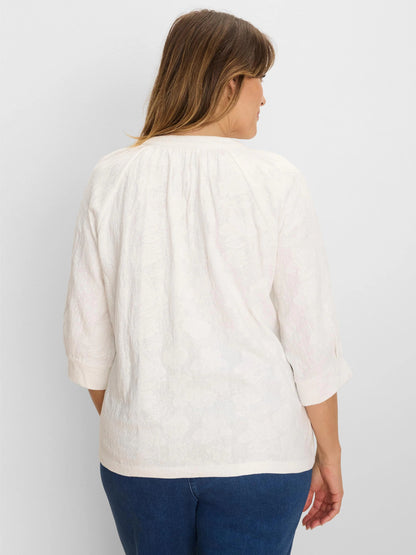 NZT Lace Knit Split Neck Top