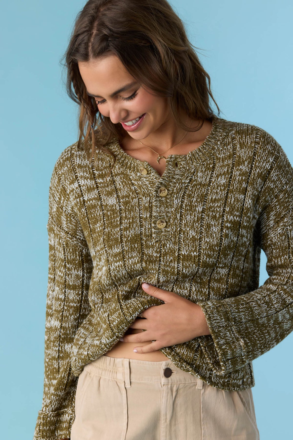 Oceanfront Henley Long Sleeve Sweater