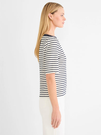 Embroidered Boatneck Top