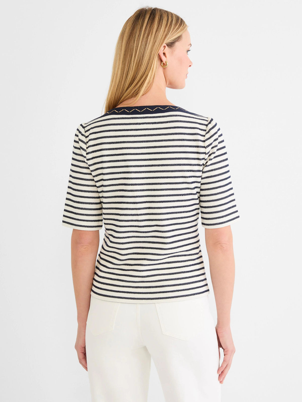 Embroidered Boatneck Top