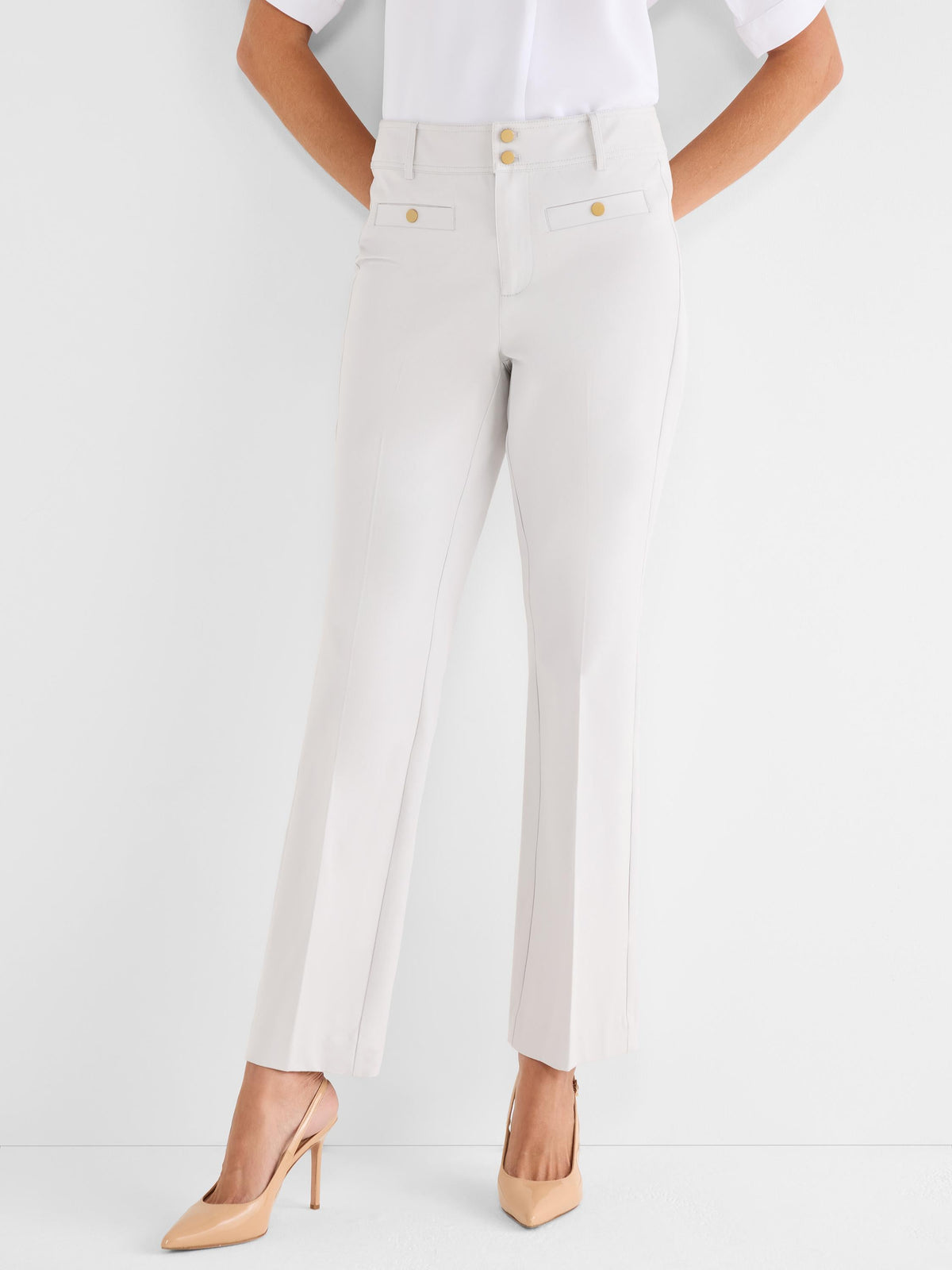 Plaza Demi Boot Cotton Bi-Stretch Button Pant