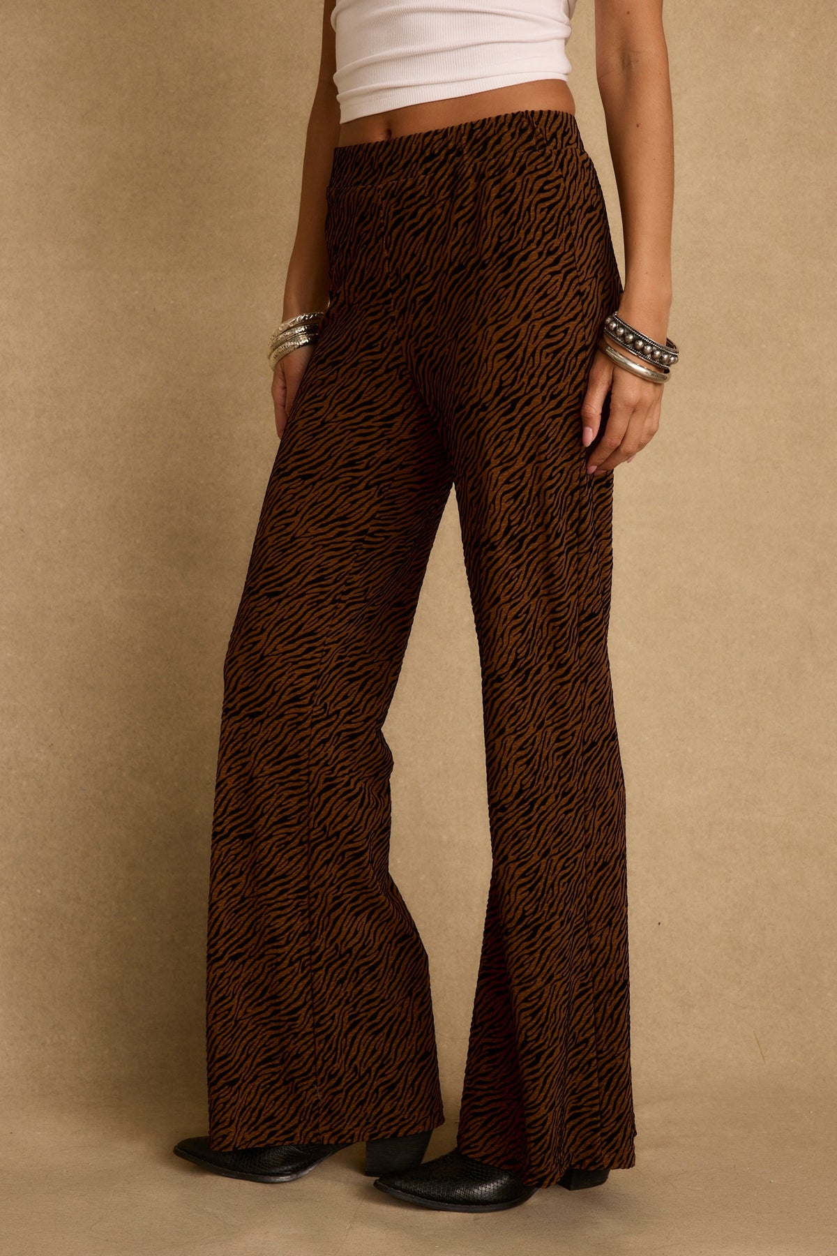 Silver Springs Cognac Zebra Flare Pants