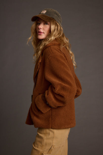 Slater Mocha Moto Sherpa Coat