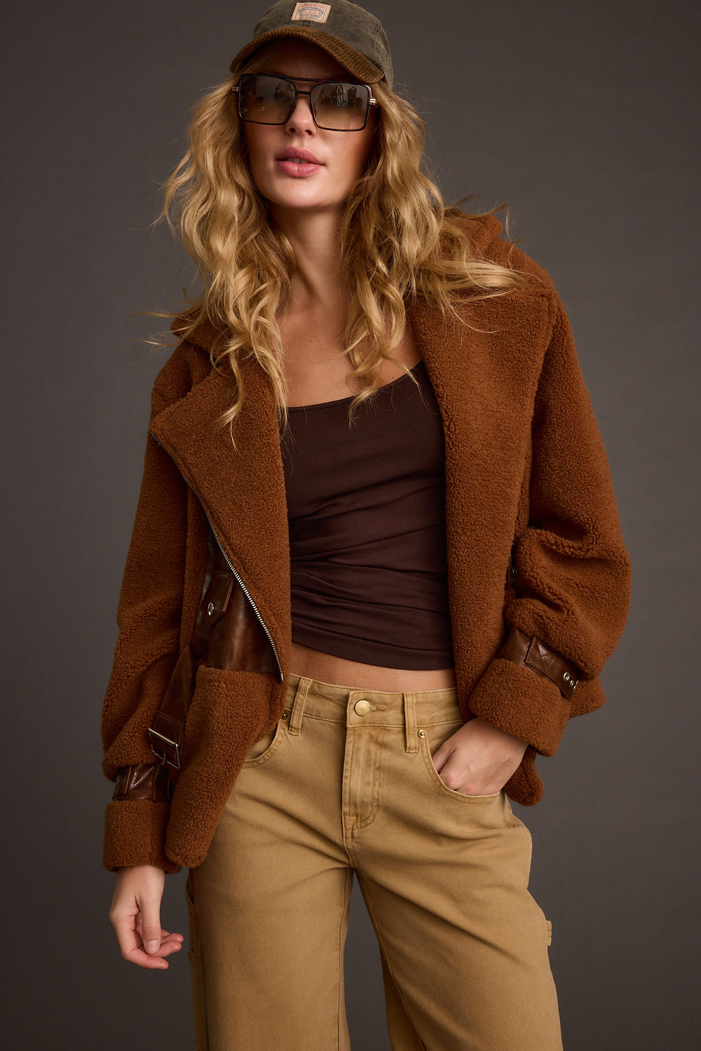 Slater Mocha Moto Sherpa Coat