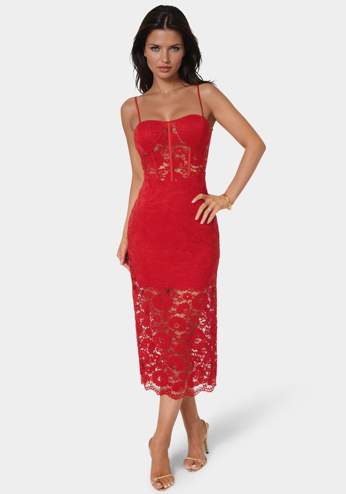 Lace Corset Midi Dress