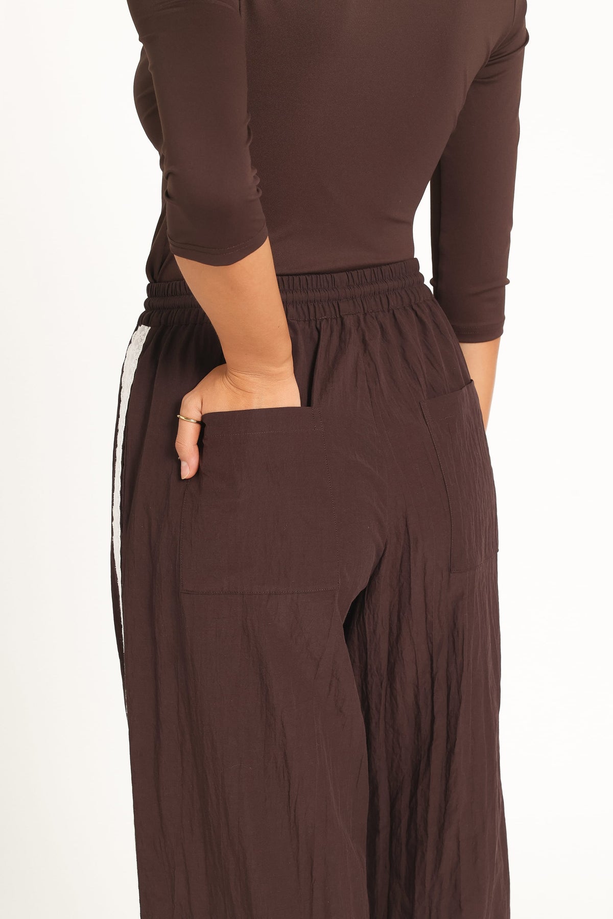 Arlena Lace Trim Pants - Espresso
