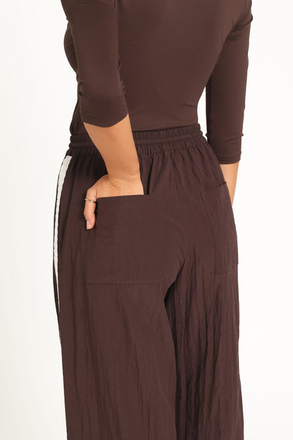 Arlena Lace Trim Pants - Espresso