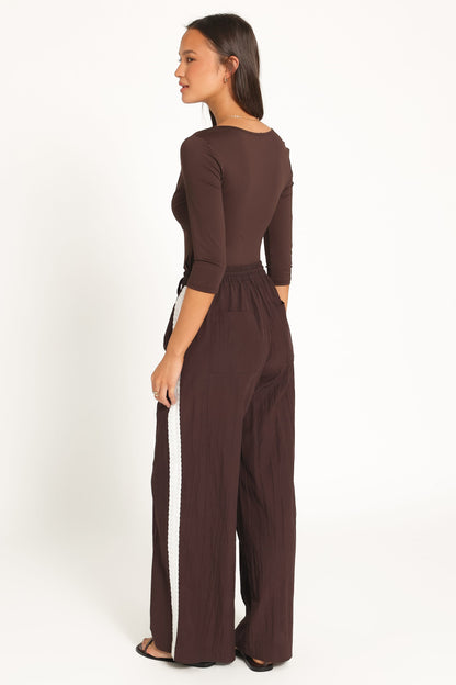 Arlena Lace Trim Pants - Espresso