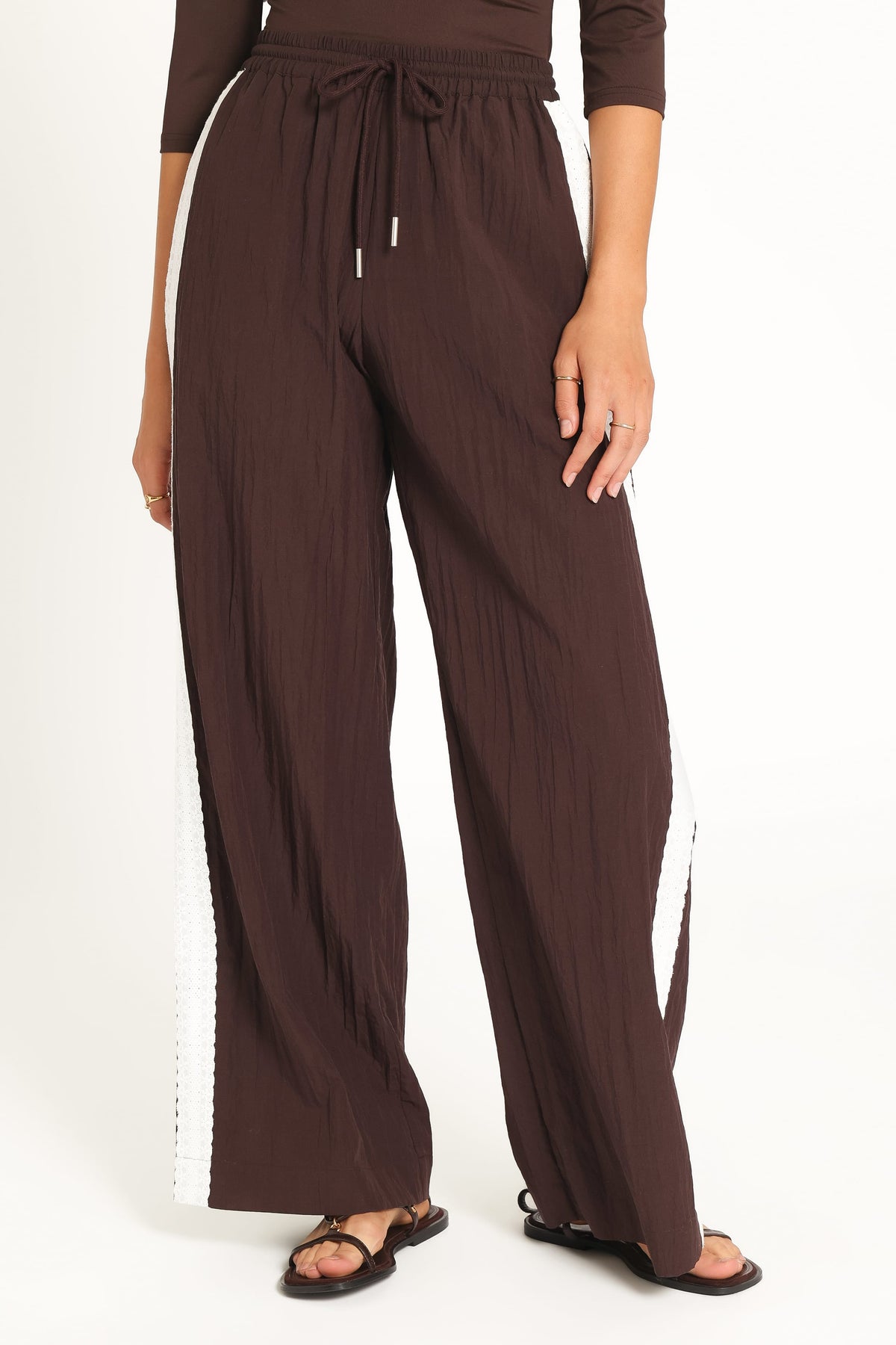 Arlena Lace Trim Pants - Espresso