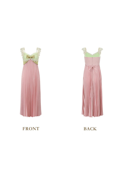 Whimsical Sunlit Blush Pleated Dress