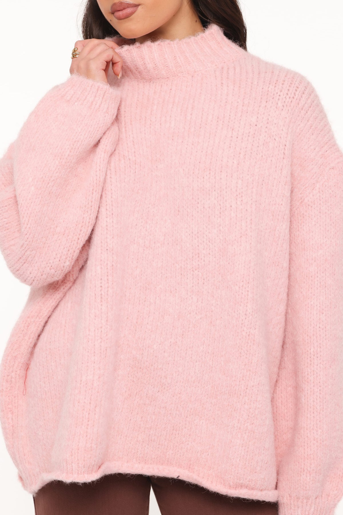 Cinzia Mockneck Knit Sweater - Pink