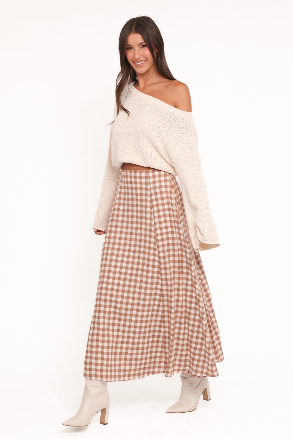 Alexander Maxi Skirt - Tan Gingham