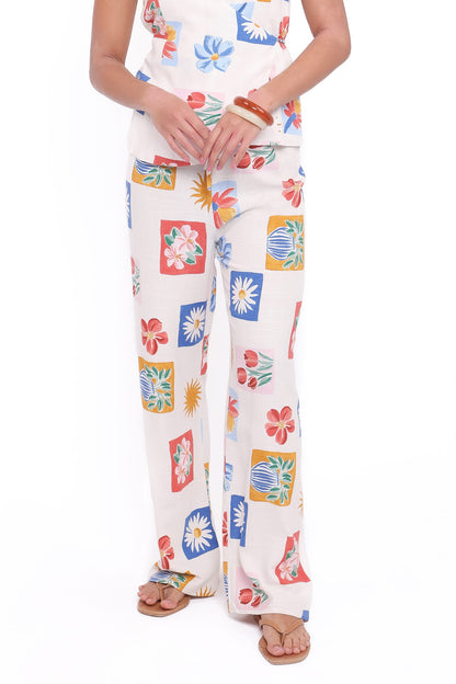 Amicia Wide Leg Pant - Tulip Stamp