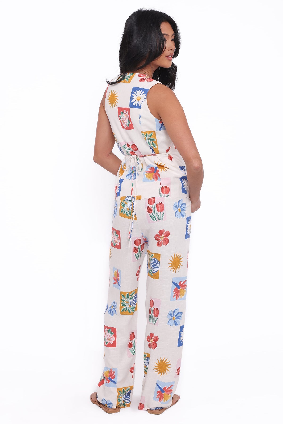 Amicia Wide Leg Pant - Tulip Stamp