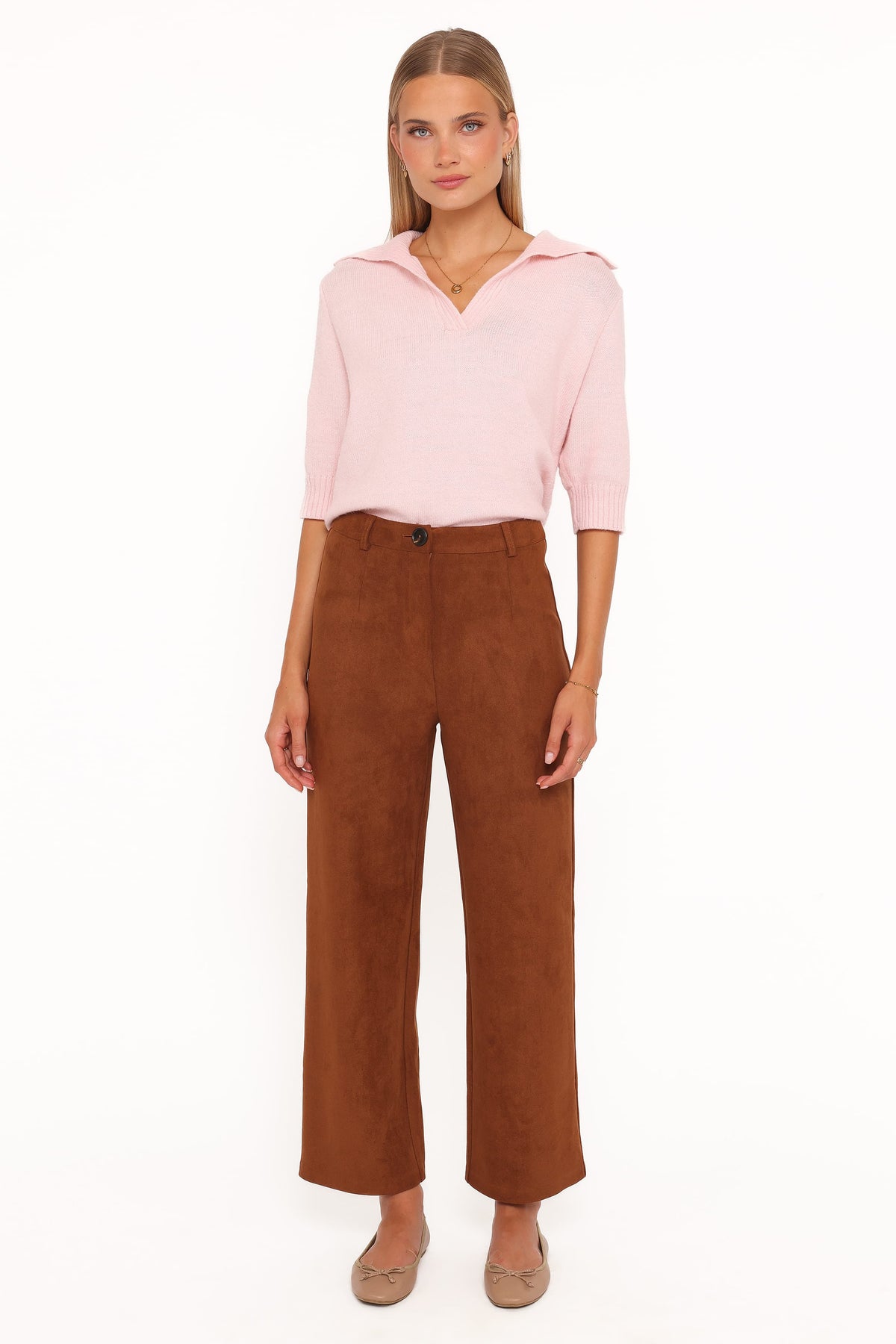 Bodie Faux Suede Pant - Copper Tan