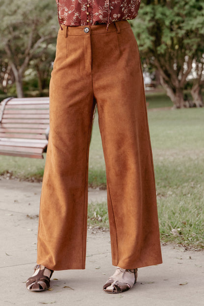 Bodie Faux Suede Pant - Copper Tan