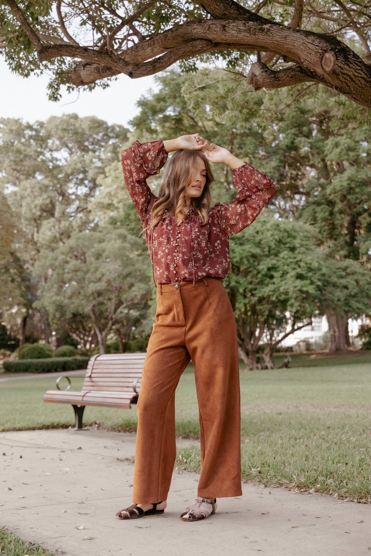 Bodie Faux Suede Pant - Copper Tan