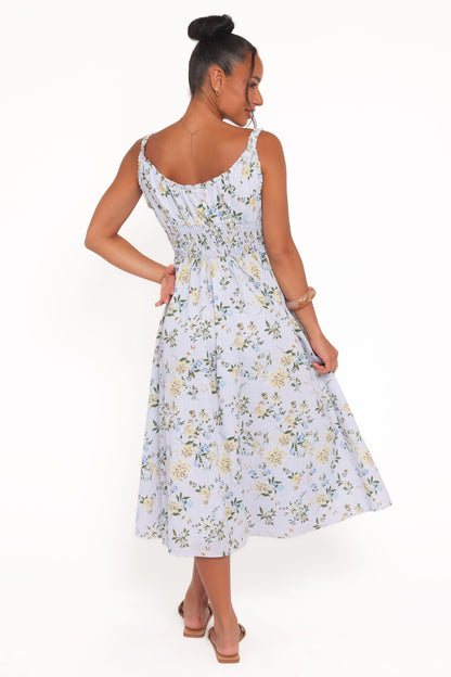 Auguste Midi Dress - Purple Floral