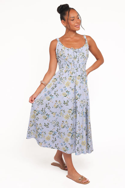 Auguste Midi Dress - Purple Floral