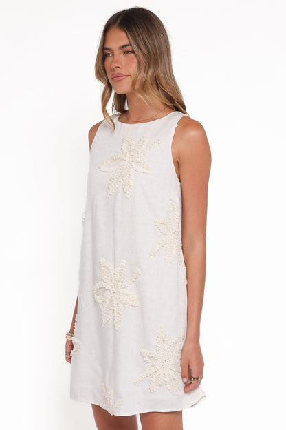 Beverley Embroidered Mini Dress - Cream