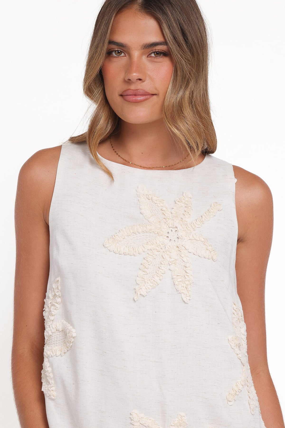Beverley Embroidered Mini Dress - Cream