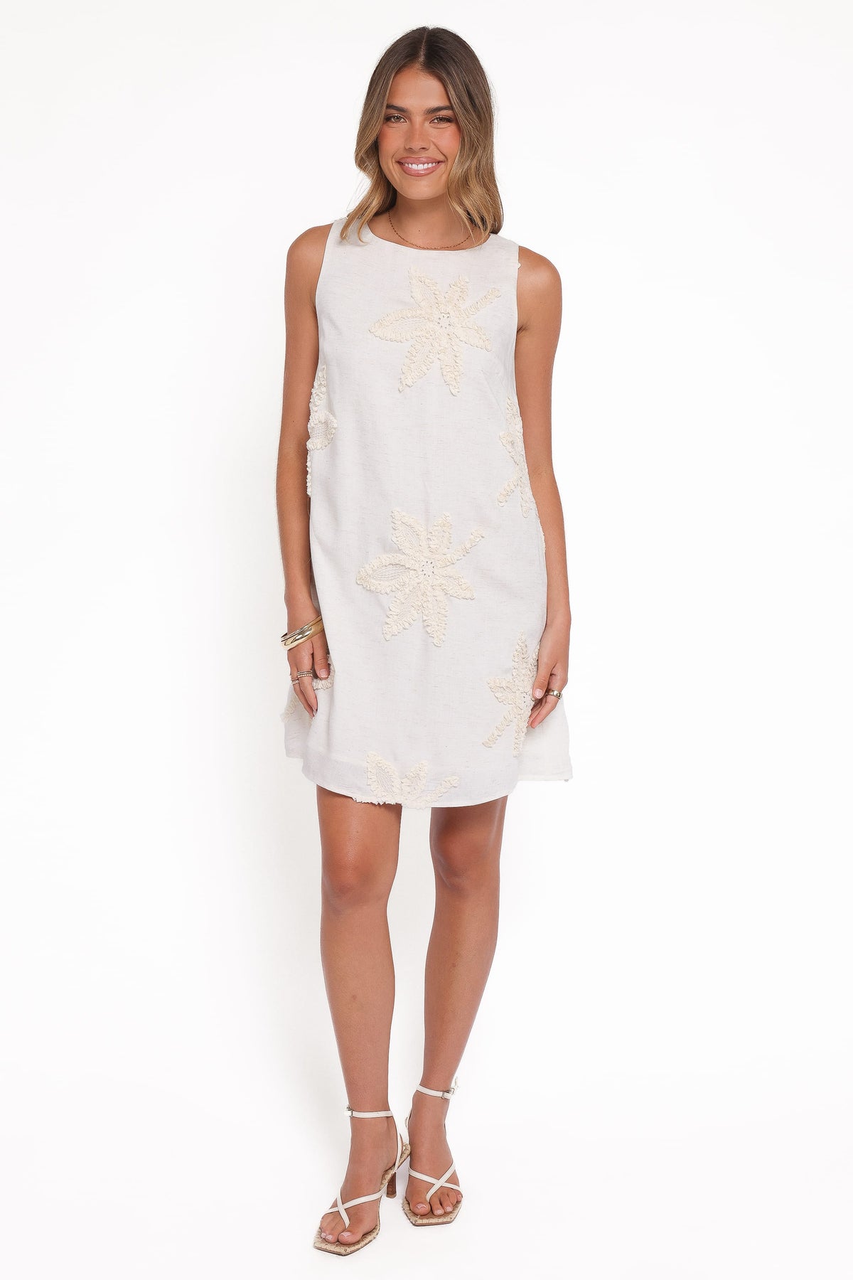 Beverley Embroidered Mini Dress - Cream