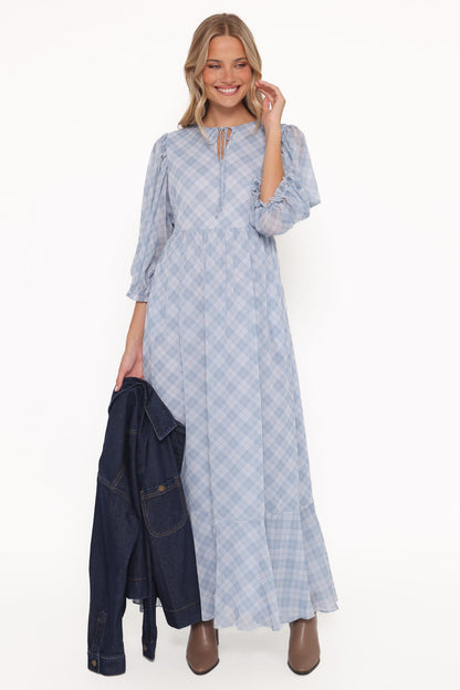Cassina Maxi Dress - Blue Plaid