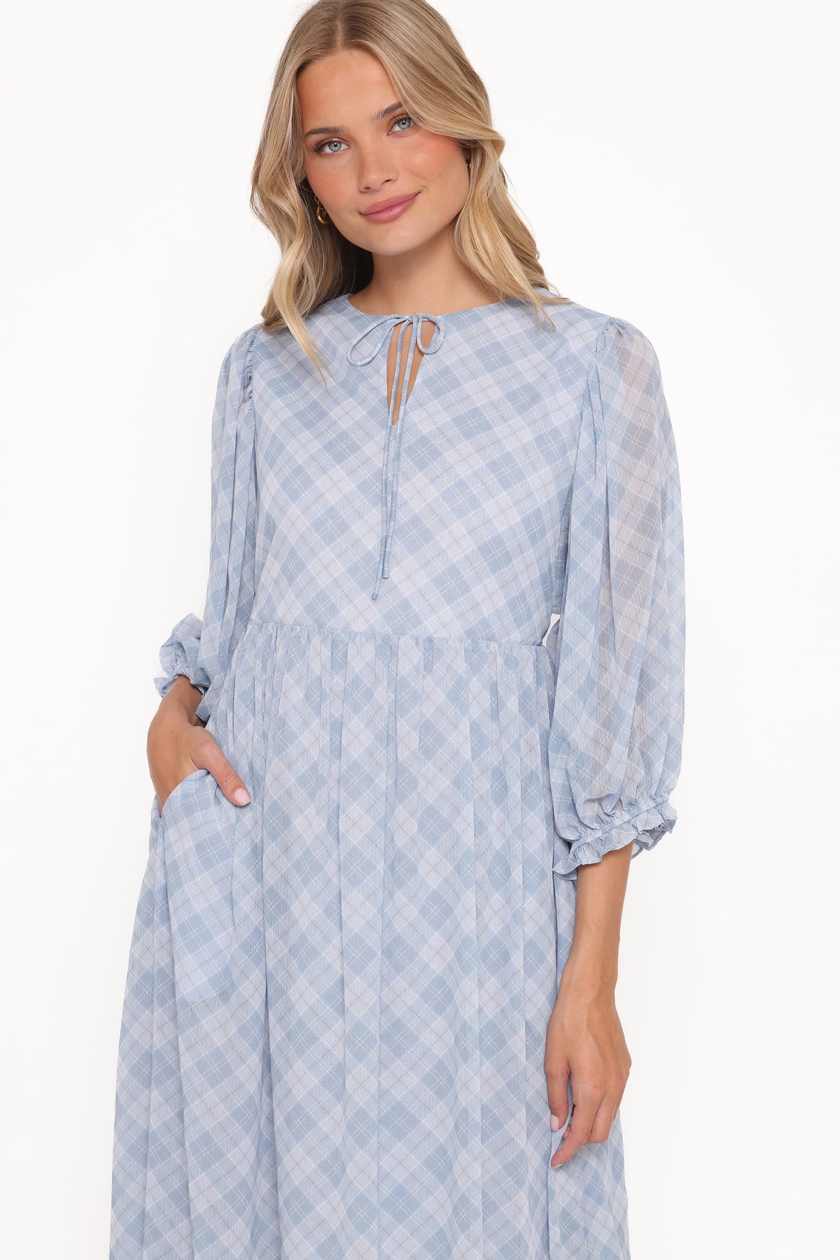 Cassina Maxi Dress - Blue Plaid