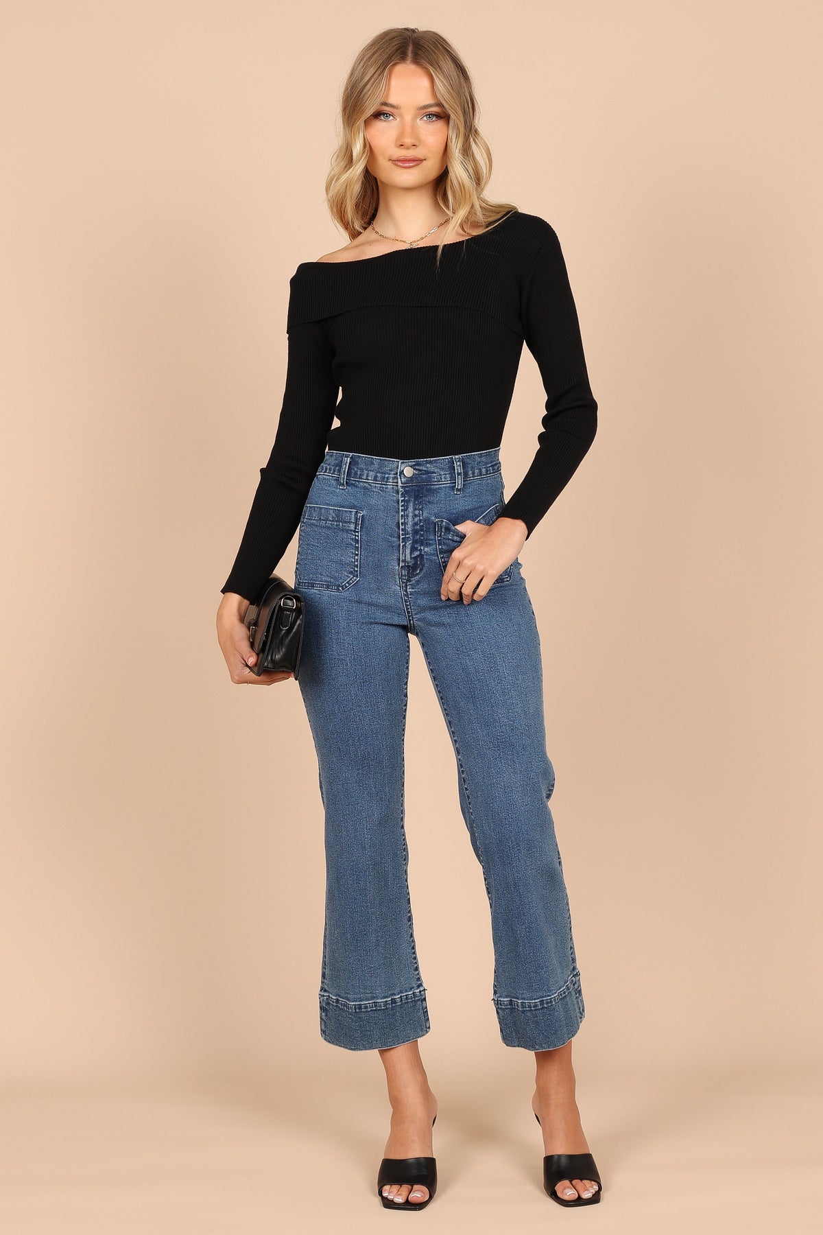 Alicia One Shoulder Knit Sweater - Black