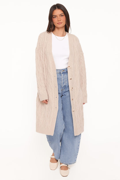 Becky Cable Coatigan - Beige