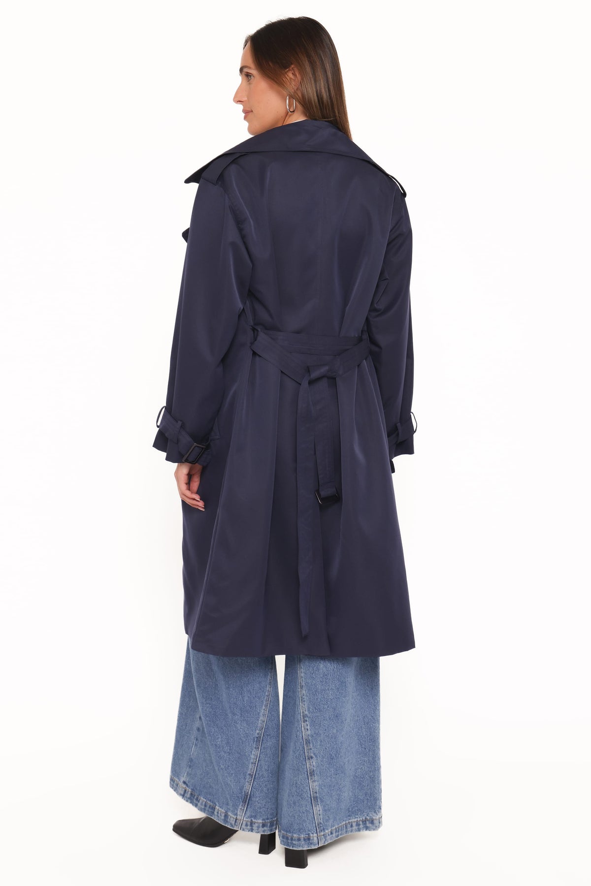 Billy Button Front Trench Coat - Navy
