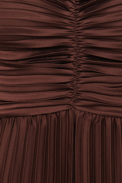 Angelique Pleated Jumpsuit - Chocolate Brown