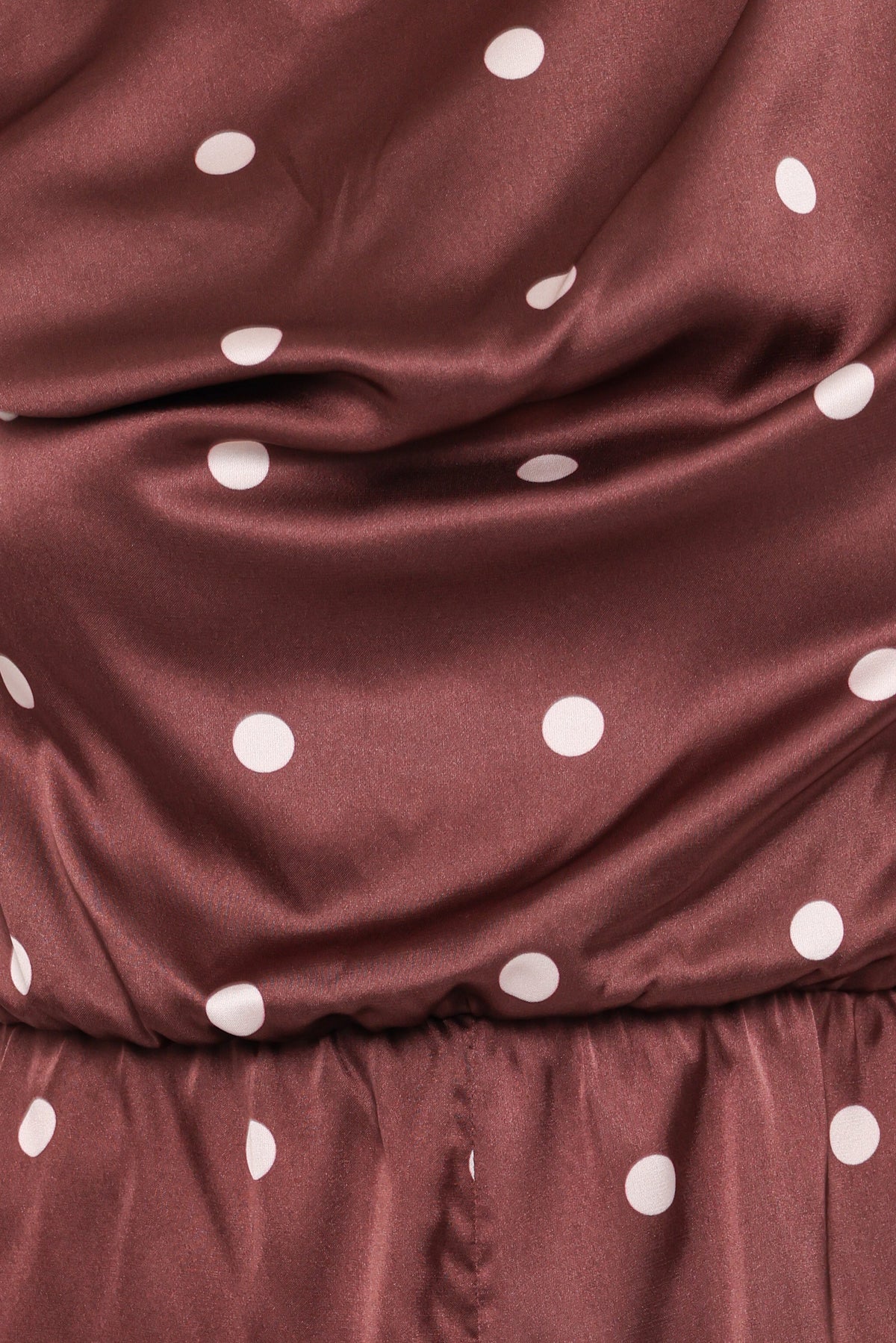 Cassidy One Shoulder Playsuit - Brown Polka Dot