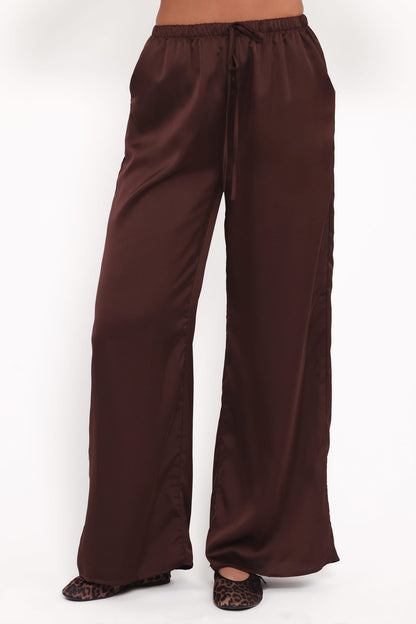 Bethany Satin Pant Set - Brown