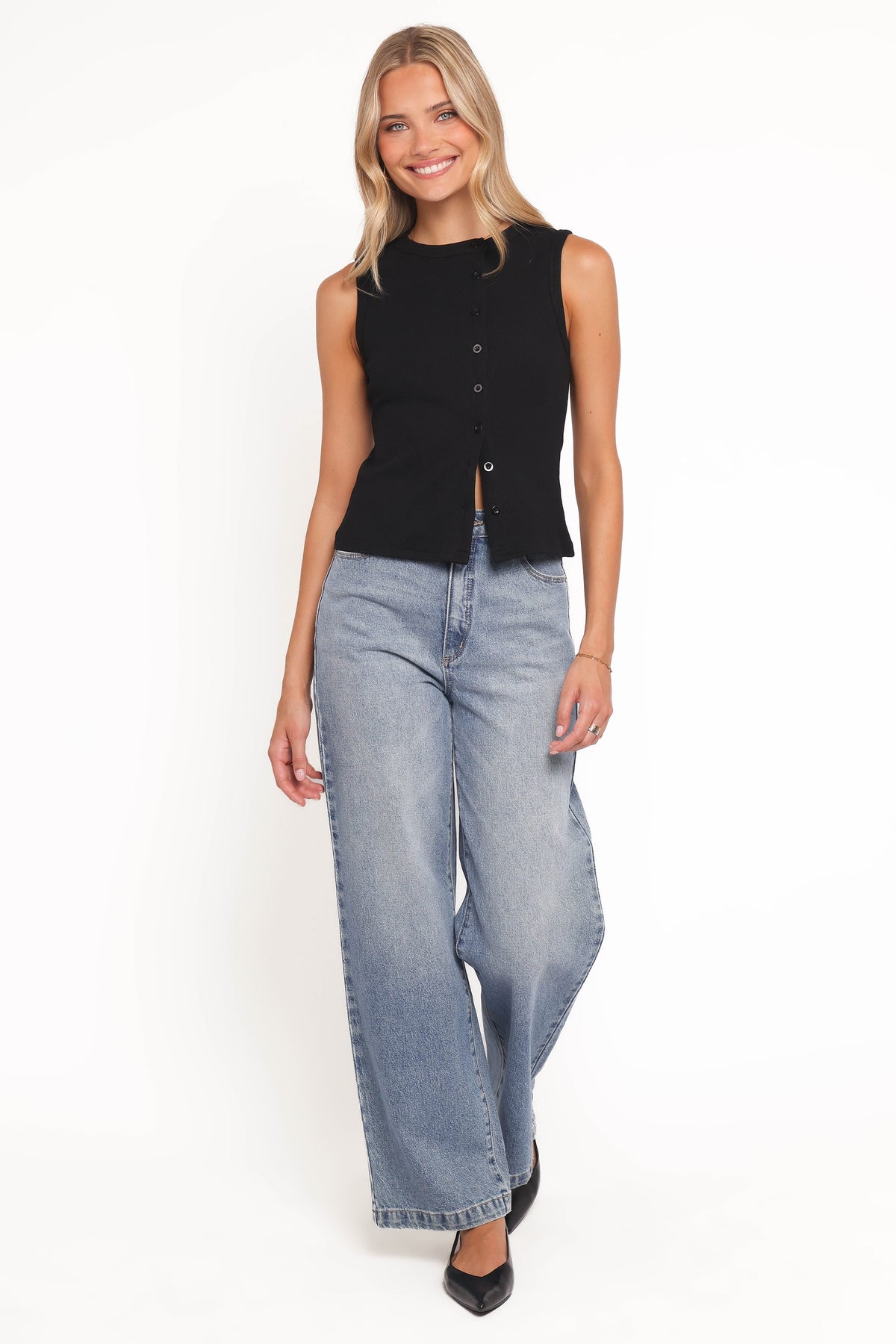 Agatha Asymmetrical Knit Top - Black