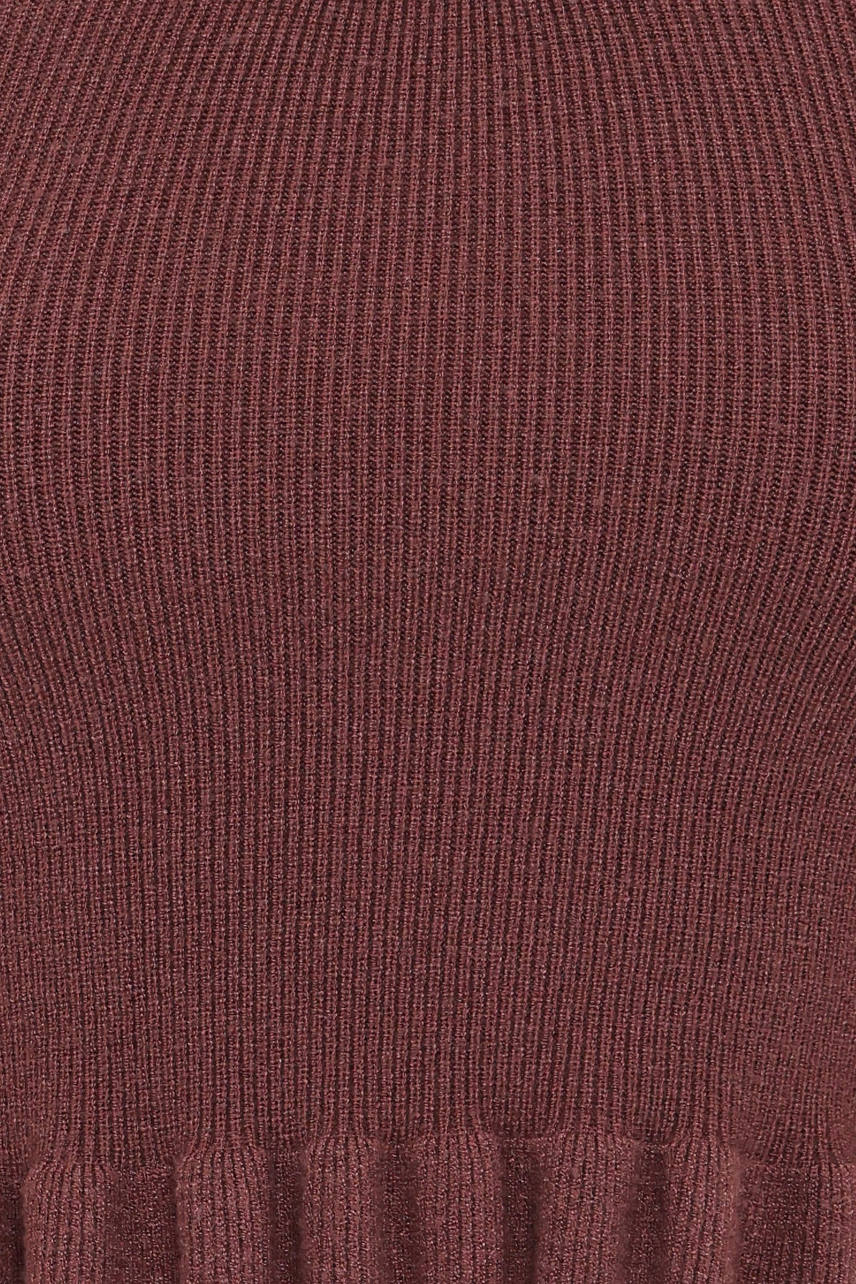 Berenice Ruffle Hem Knitted Top - Brown
