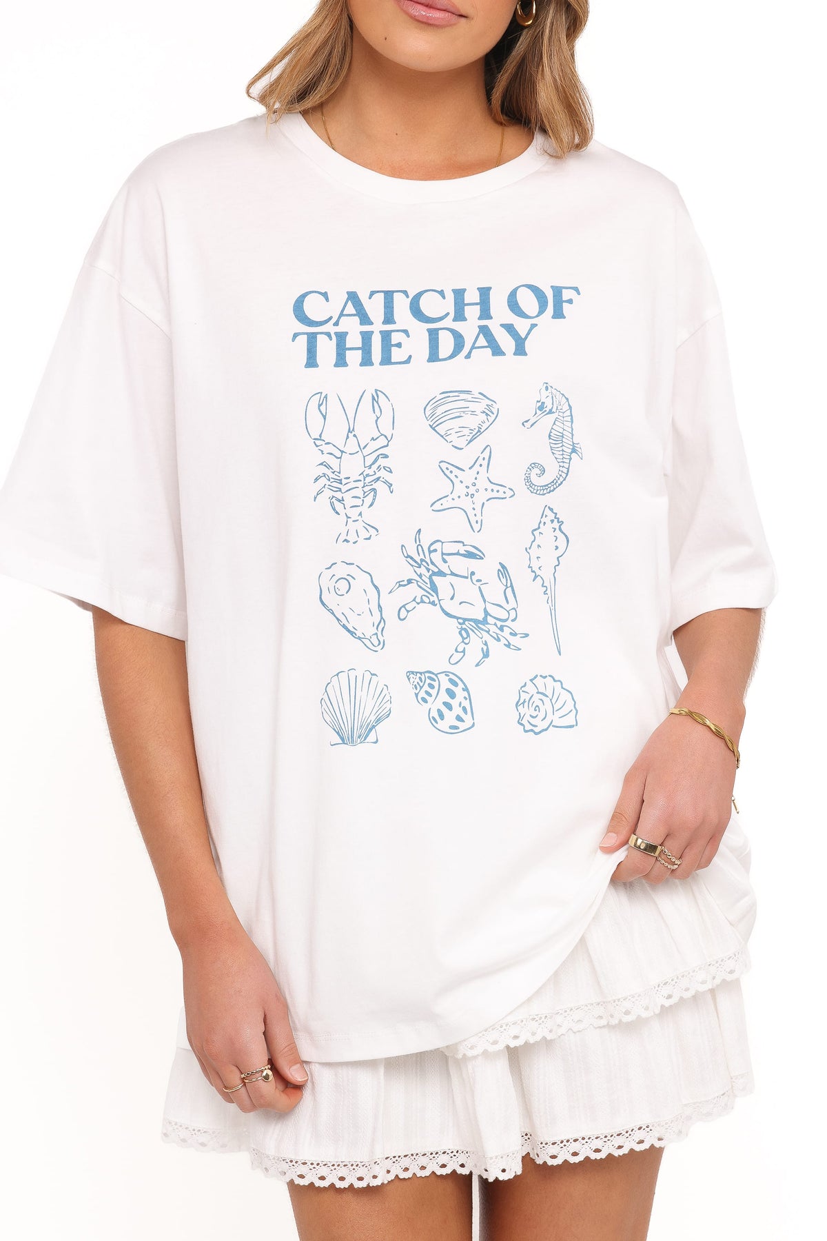 Catch of the Day Tee - White Blue