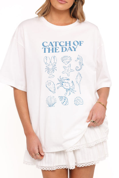 Catch of the Day Tee - White Blue