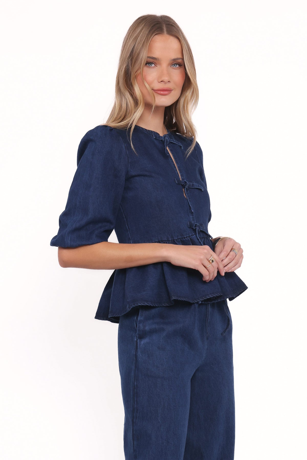 Charlotte Chambray Top - Mid Dark