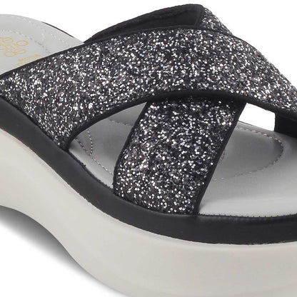 The Tolon Black Women's Dress Wedge Sandals Tresmode - Tresmode