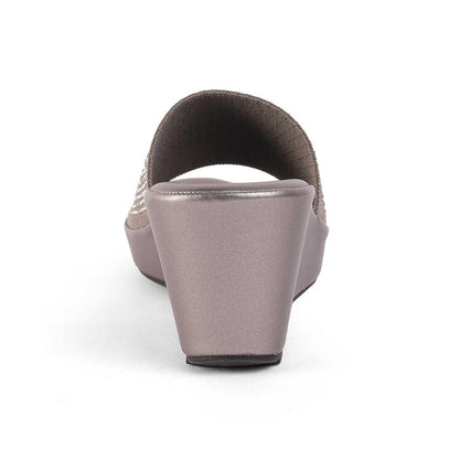 Tosanw Pewter Women's Almond Shape Wedge Sandals Tresmode