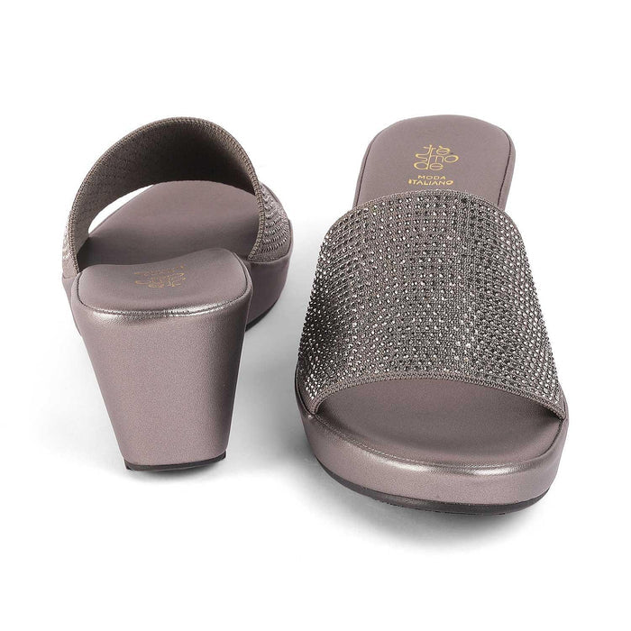 Tosanw Pewter Women's Comfortable Wedge Sandals Tresmode