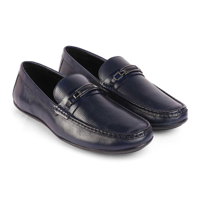 Abia Blue Men's TPR Sole Leather Loafers Tresmode
